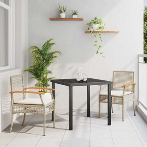 Garten Essgruppe Beige & Schwarz Rattan 3-teilig