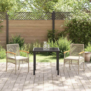 Garten Essgruppe Beige & Schwarz Rattan 3-teilig