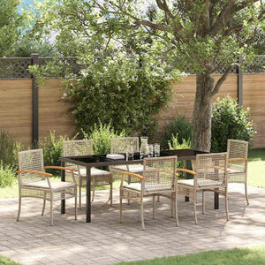 Garten Essgruppe Rattan 7-teilig Beige/Schwarz