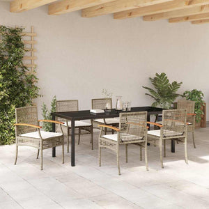 Garten Essgruppe Rattan 7-teilig Beige/Schwarz