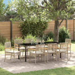9-teilige Garten Essgruppe Beige & Schwarz