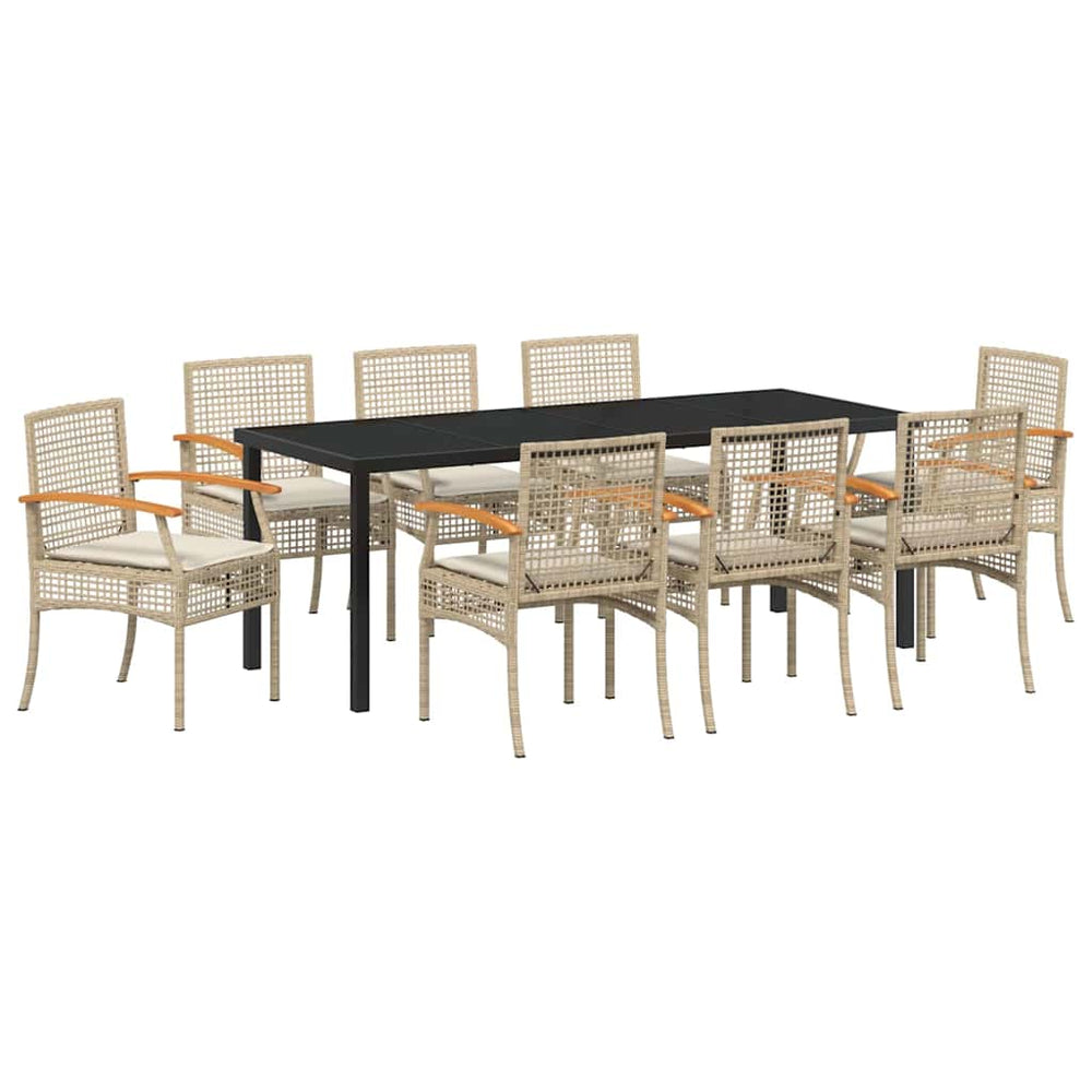 9-teilige Garten Essgruppe Beige & Schwarz