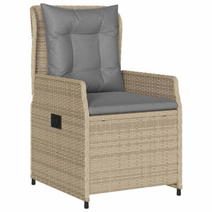 3-teilige Garten Essgruppe Beige/Hellgrau Poly-Rattan