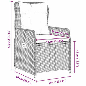 3-teilige Garten Essgruppe Beige/Hellgrau Poly-Rattan
