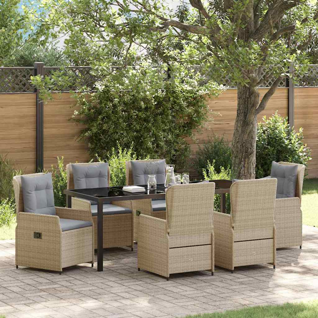 7-teilige Garten Essgruppe Beige/Hellgrau