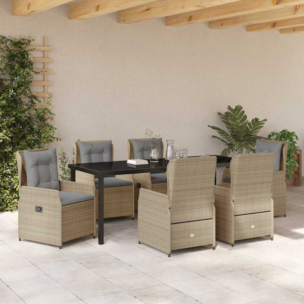 7-teilige Garten Essgruppe Beige/Hellgrau