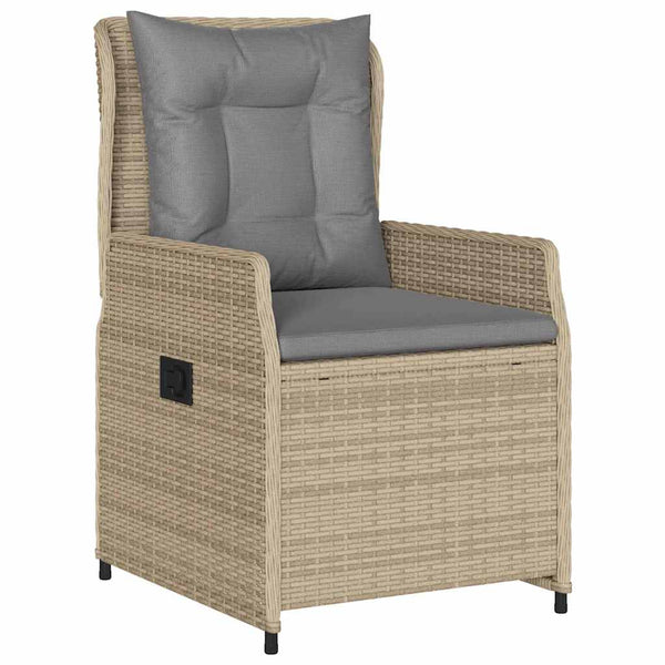 9-teilige Garten Essgruppe Beige Hellgrau Poly-Rattan