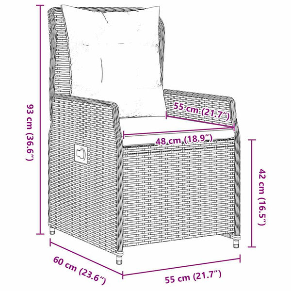 9-teilige Garten Essgruppe Beige Hellgrau Poly-Rattan