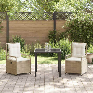 3-teilige Garten Essgruppe Beige/Cremeweiß