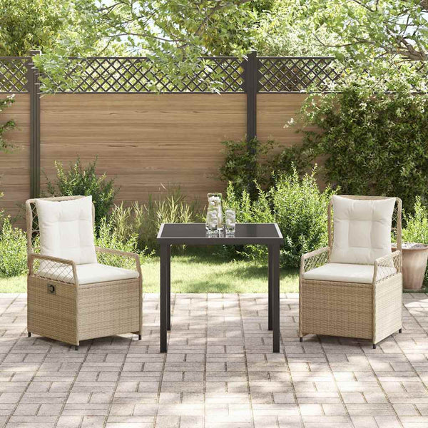 3-teilige Garten Essgruppe Beige/Cremeweiß