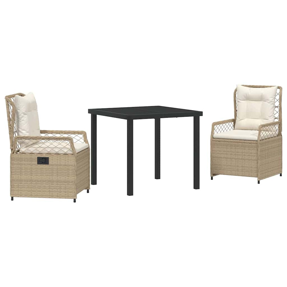 vidaXL Ensemble repas de jardin 3 pcs Beige et Crème rotin PE