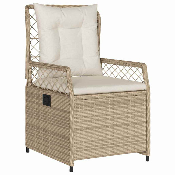 7-teilige Garten Essgruppe Beige Cremeweiß Rattan