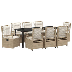 9-teilige Garten Essgruppe Beige/Cremeweiß