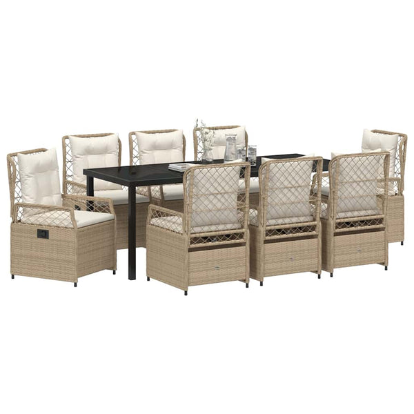 9-teilige Garten Essgruppe Beige/Cremeweiß