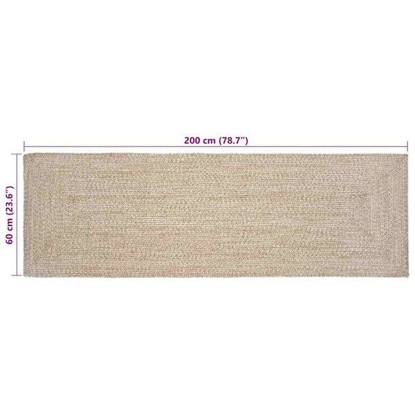 Jute Teppich Läufer Natur Weiß 60x200 cm