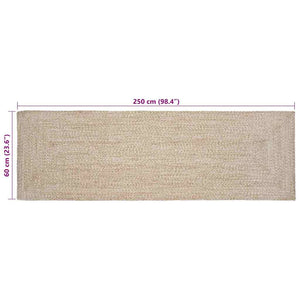 Jute Teppich Läufer Natur Weiß 60x250 cm