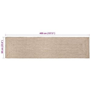 Jute Teppich Natur Weiß 60x400 cm