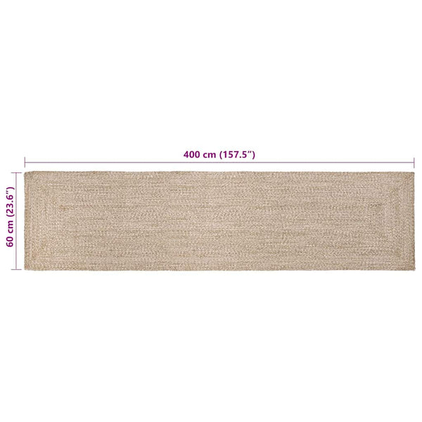 Jute Teppich Natur Weiß 60x400 cm