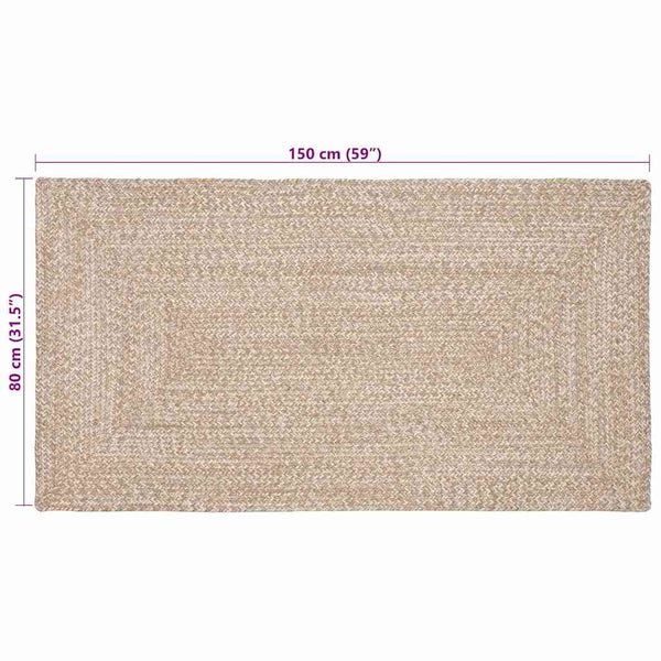 Jute Teppich Natur Weiß 80x150 cm