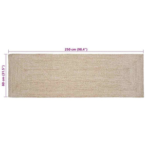 Natur/Weiß Jute Teppich 80x250 cm