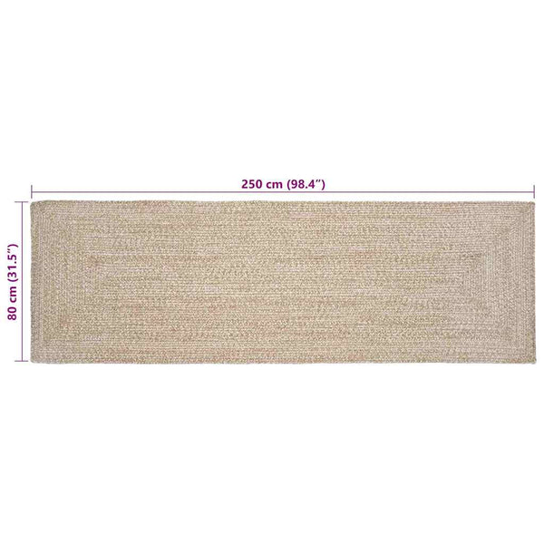 Natur/Weiß Jute Teppich 80x250 cm