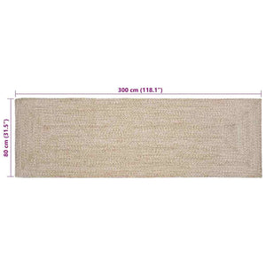 Jute Teppich Natur Weiß 80x300 cm