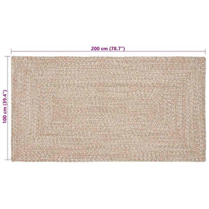 Jute Teppich Natur Weiß 100x200 cm
