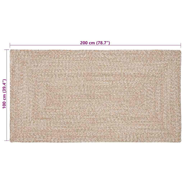 Jute Teppich Natur Weiß 100x200 cm