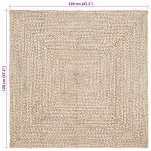Jute Teppich Natur Weiß 120x120 cm