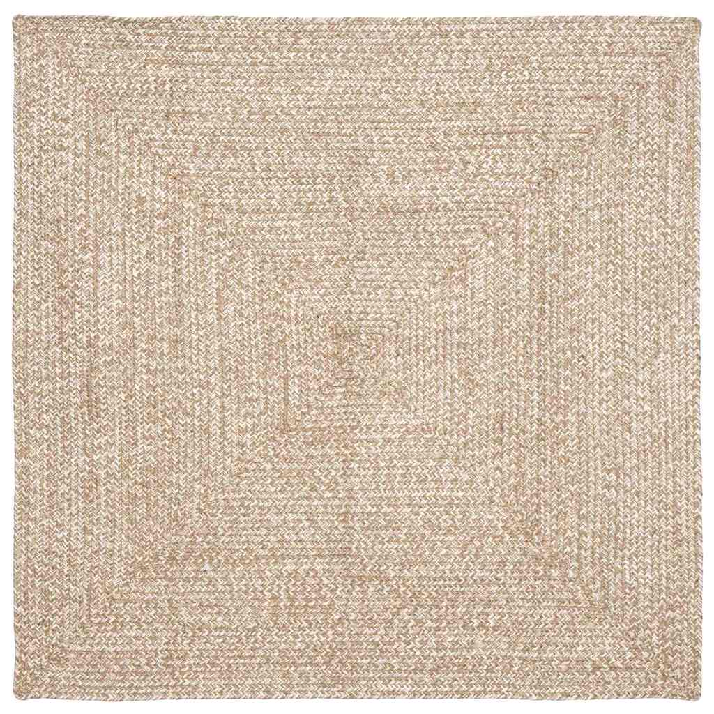 Runder Jute Teppich Natur Weiß 160x160 cm