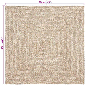 Runder Jute Teppich Natur Weiß 160x160 cm