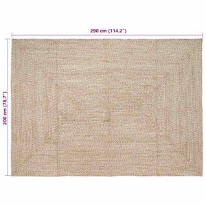 Jute Teppich Natur Weiß 200x290 cm