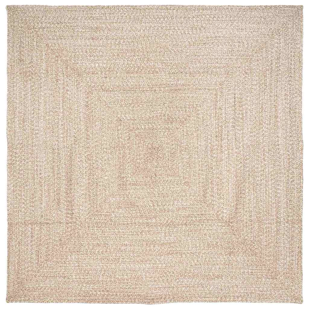 Natur/Weiß Jute Teppich 240x240 cm