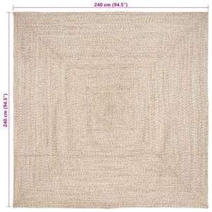 Natur/Weiß Jute Teppich 240x240 cm
