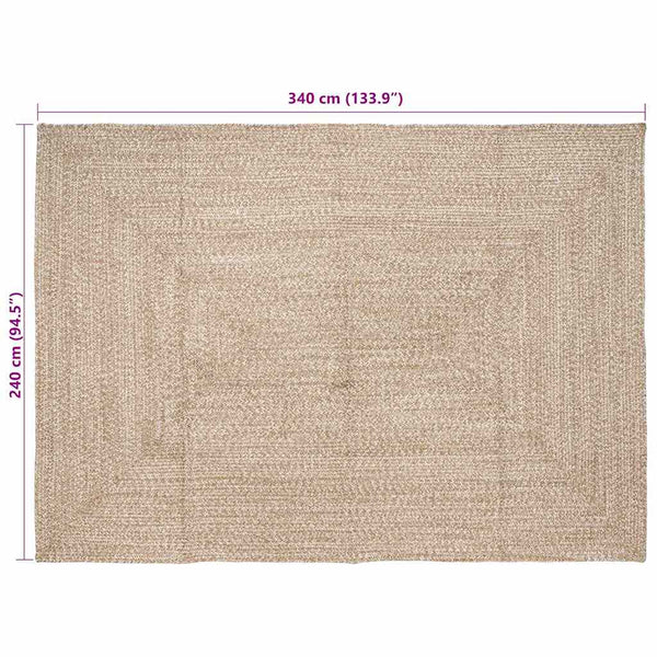 Jute Teppich Natur Weiß 240x340cm
