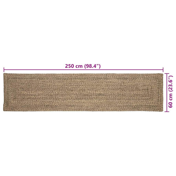 Jute Teppich Natur Schwarz 60x250 cm