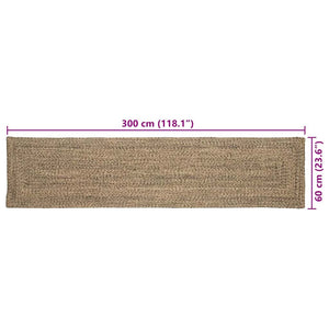 Jute Teppich Läufer Natur/Schwarz 60x300 cm