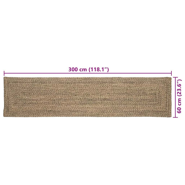 Jute Teppich Läufer Natur/Schwarz 60x300 cm