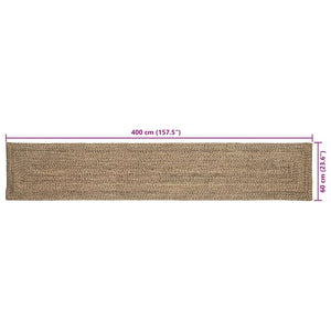 Jute Teppich Läufer Natur Schwarz 60x400 cm