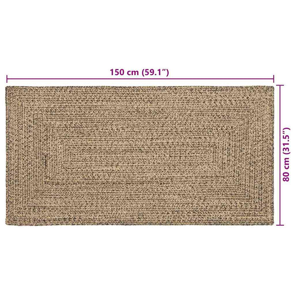 Jute Teppich Natur Schwarz 80x150 cm