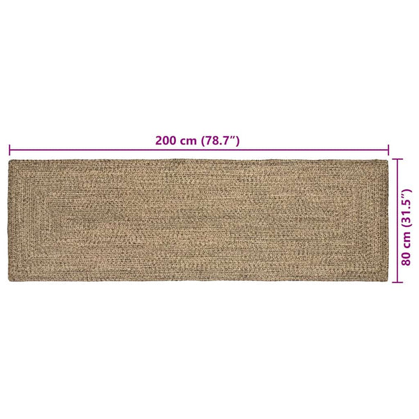 Jute Teppich Natur/Schwarz 80x200 cm
