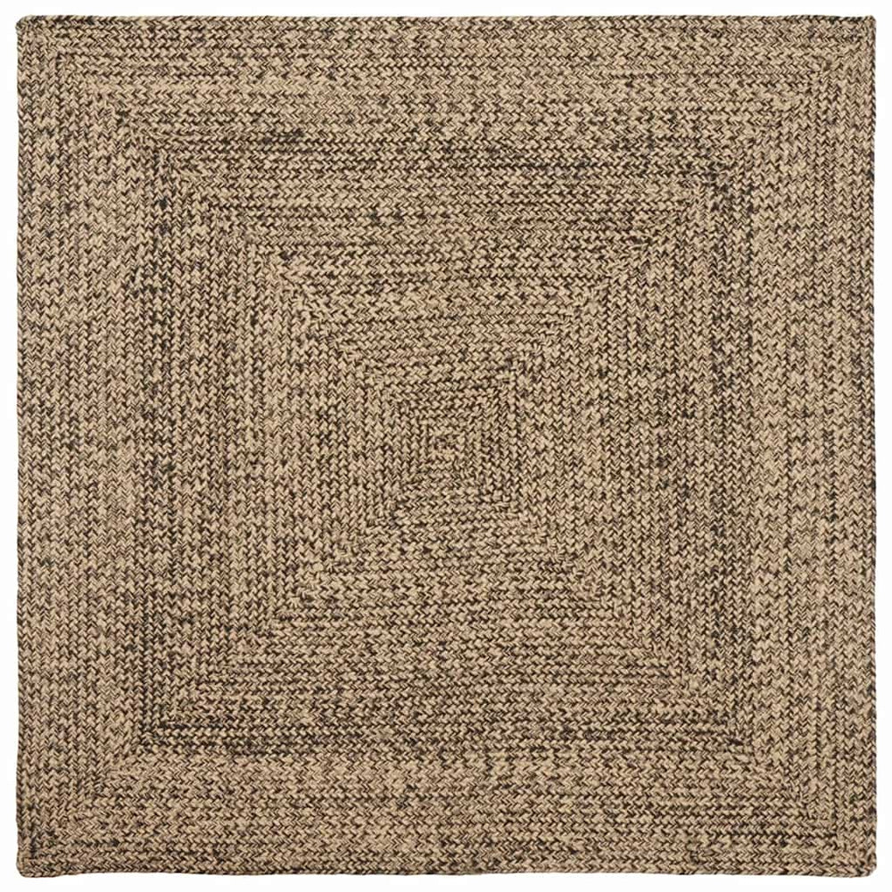 Jute Teppich Natur Schwarz 120x120cm