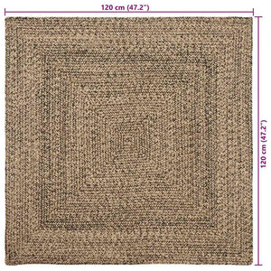 Jute Teppich Natur Schwarz 120x120cm