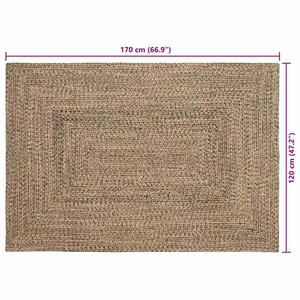 Jute Teppich Natur Schwarz 120x170 cm