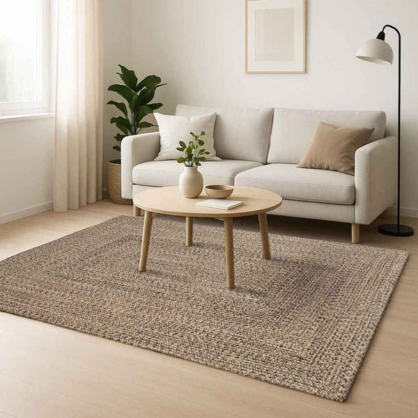 Jute Teppich Natur Schwarz 140x200 cm