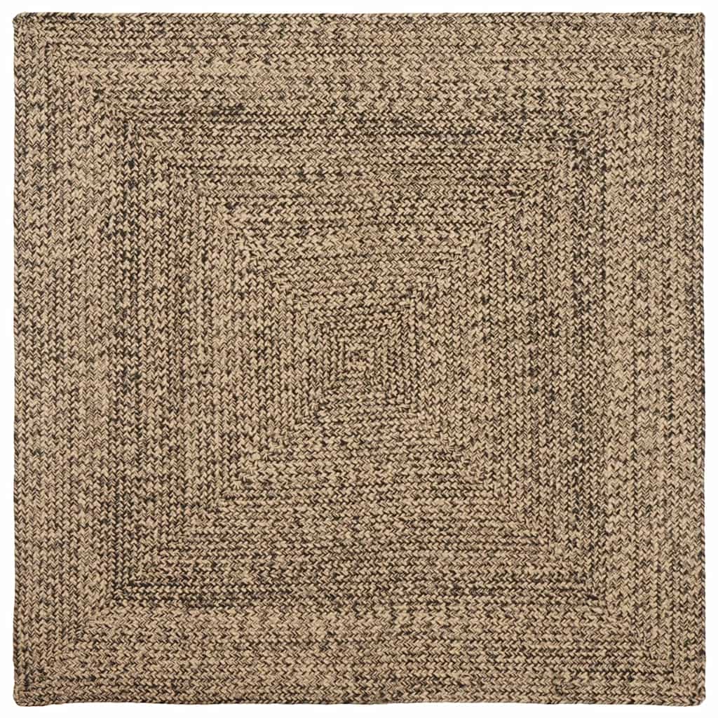 Jute Teppich Natur Schwarz 160x160 cm