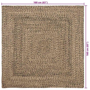Jute Teppich Natur Schwarz 160x160 cm