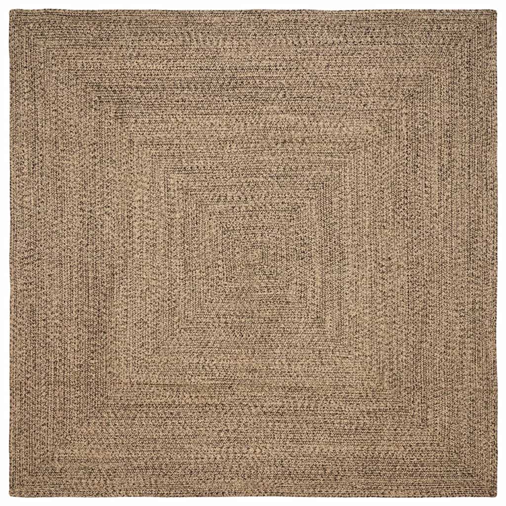 Jute Teppich Natur Schwarz 240x240 cm