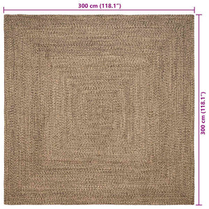 Jute Teppich Natur Schwarz 300x300 cm