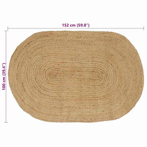 Ovaler Jute Teppich Natur 100x152 cm